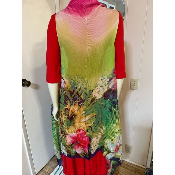 Princess Cruises Colorful Pleated Floral Kimono Cover Up OSFM - Picture 5 of 9
